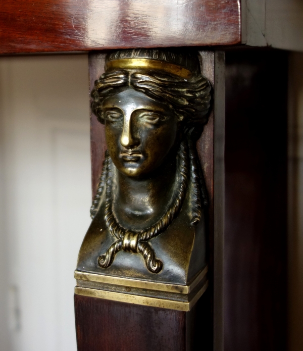 French Consulate mahogany and patinated bronze console, early 19th century circa 1800