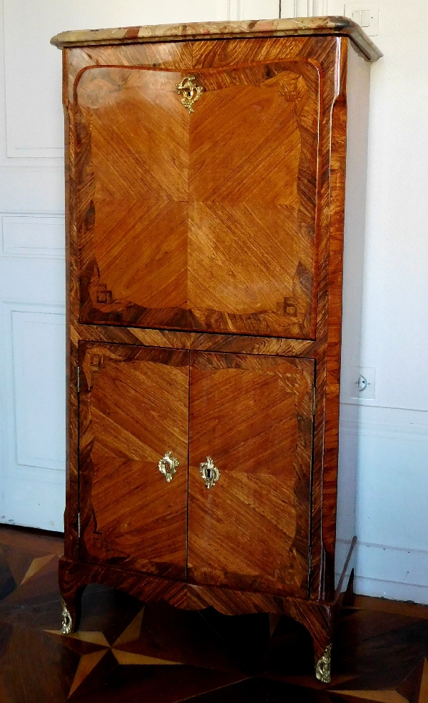 Louis XV secretary / writing desk designed for a child, reosewood marquetry, marble and ormolu