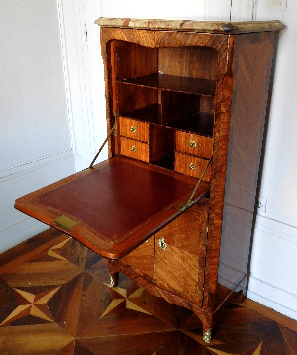 Louis XV secretary / writing desk designed for a child, reosewood marquetry, marble and ormolu