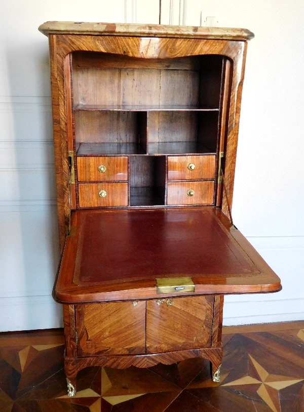 Louis XV secretary / writing desk designed for a child, reosewood marquetry, marble and ormolu