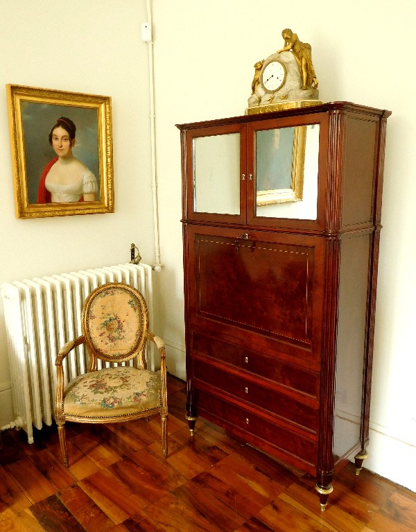 Tall Louis XVI mahogany secretary, late 18th century