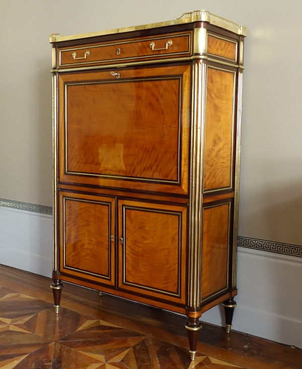 Louis XVI lemon tree marquetry secretaire or writing desk, France, 18th century