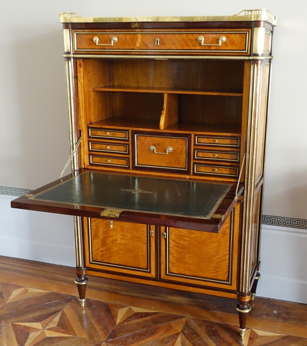 Louis XVI lemon tree marquetry secretaire or writing desk, France, 18th century