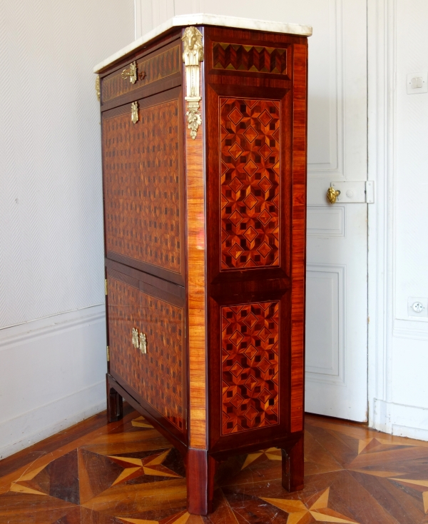 C Krier : Louis XVI marquetry secretaire or writing desk, France, 18th century circa 1780