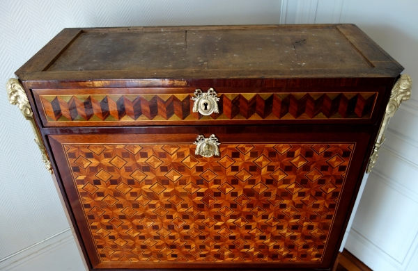 C Krier : Louis XVI marquetry secretaire or writing desk, France, 18th century circa 1780