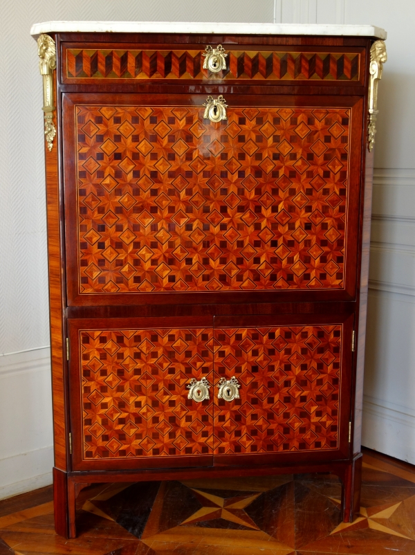 C Krier : Louis XVI marquetry secretaire or writing desk, France, 18th century circa 1780