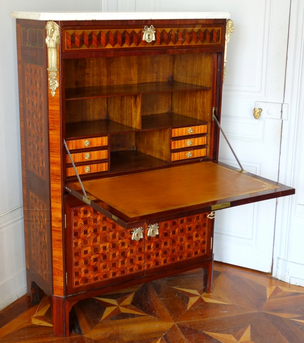 C Krier : Louis XVI marquetry secretaire or writing desk, France, 18th century circa 1780