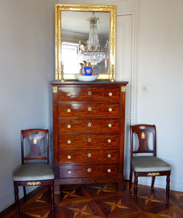 Empire mahogany & ormolu chest of drawers, early 19th century