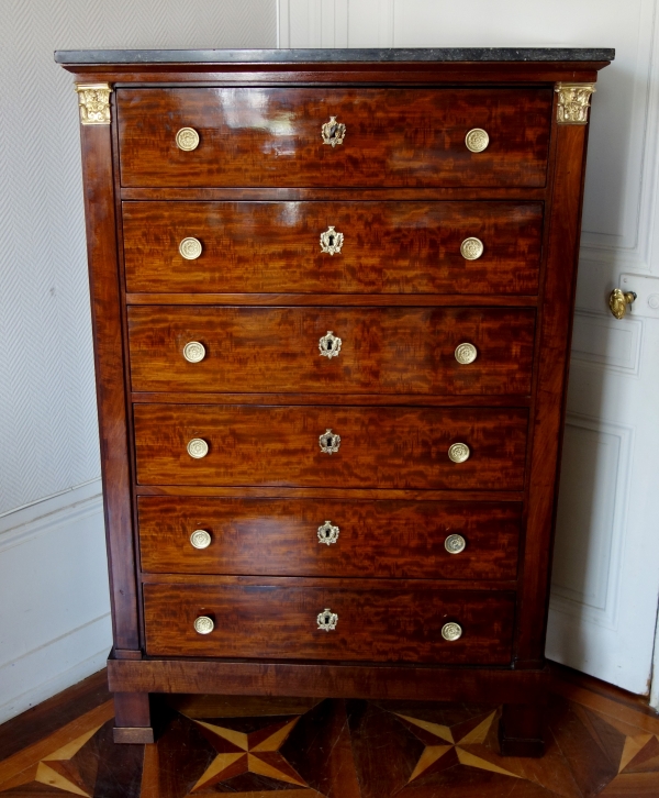 Empire mahogany & ormolu chest of drawers, early 19th century