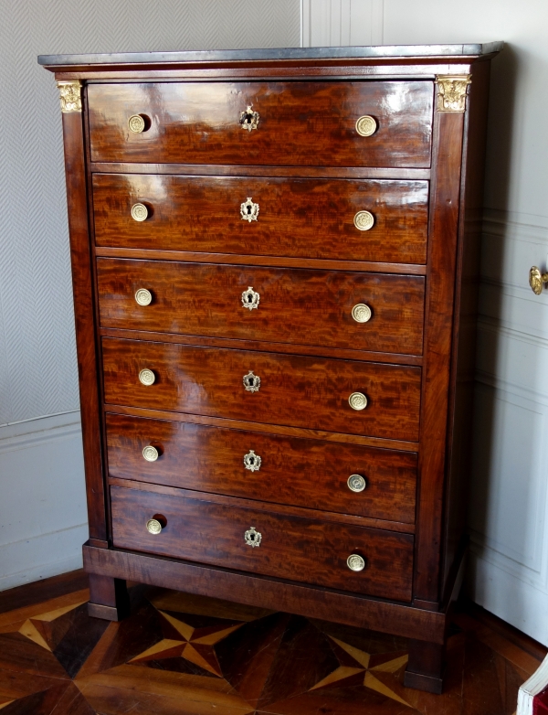 Empire mahogany & ormolu chest of drawers, early 19th century