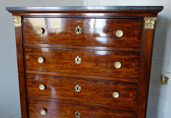 Empire mahogany & ormolu chest of drawers, early 19th century