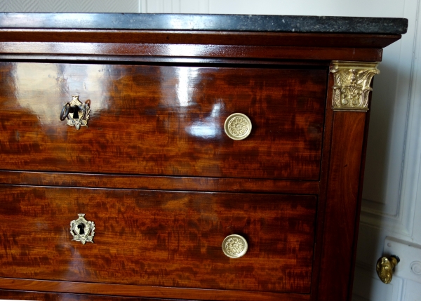 Empire mahogany & ormolu chest of drawers, early 19th century