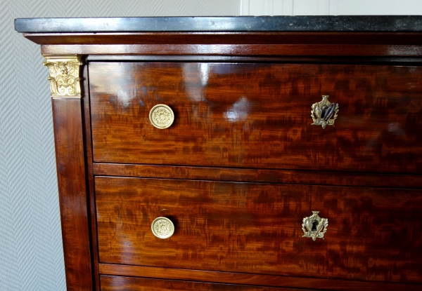 Empire mahogany & ormolu chest of drawers, early 19th century