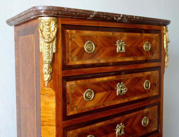 Rosewood and mahogany Louis XV semainier, 18th century in the taste of Nicolas Petit