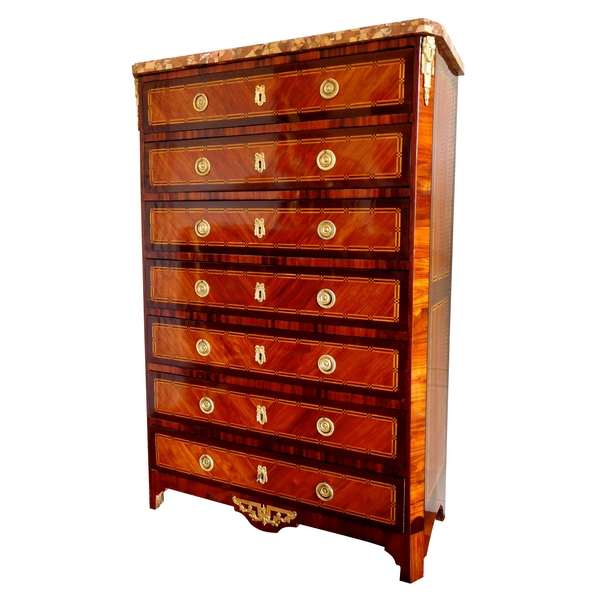 Rosewood and violet Louis XVI marquetry semainier, 18th century