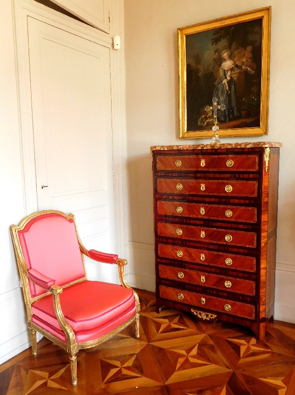 Rosewood and violet Louis XVI marquetry semainier, 18th century