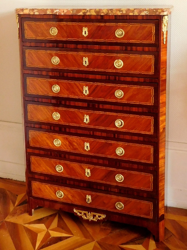 Rosewood and violet Louis XVI marquetry semainier, 18th century