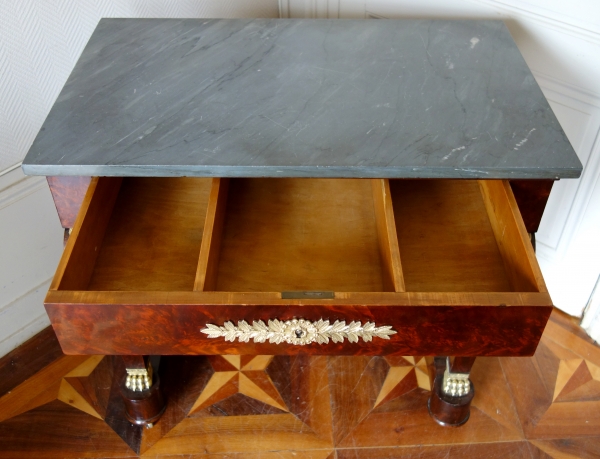 Empire mahogany console / writing table, blue marble on top, early 19th century circa 1815