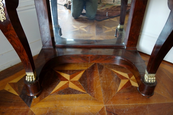 Empire mahogany console / writing table, blue marble on top, early 19th century circa 1815