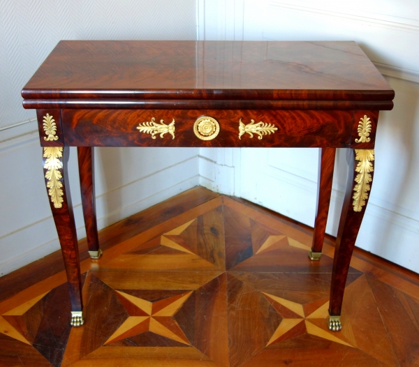 Empire mahogany and ormolu card table / game table or console, early 19th century