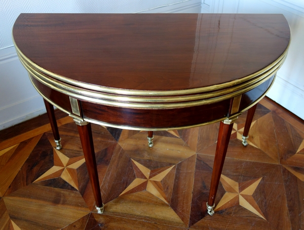 Late 18th century mahogany half-moon shaped game or card table attributed to Jacob