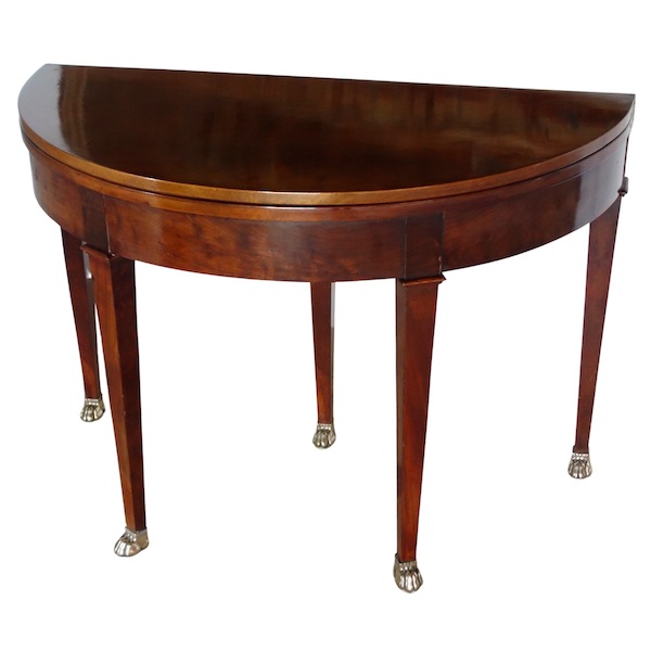 Empire half-moon shaped mahogany card table / game table, early 19th century