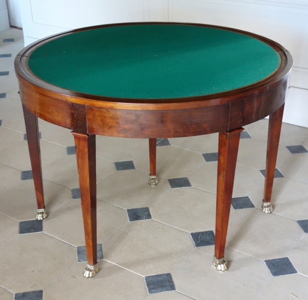 Empire half-moon shaped mahogany card table / game table, early 19th century