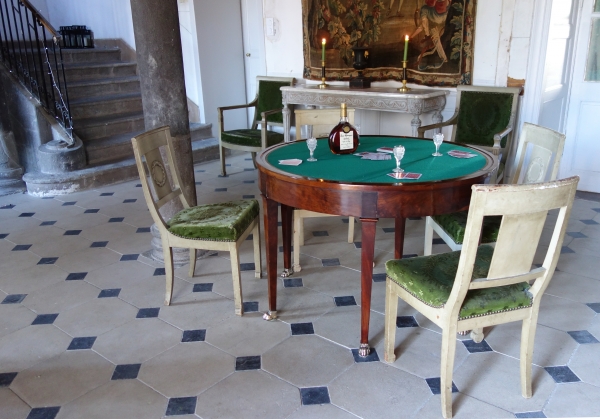 Empire half-moon shaped mahogany card table / game table, early 19th century