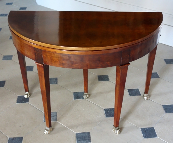 Empire half-moon shaped mahogany card table / game table, early 19th century