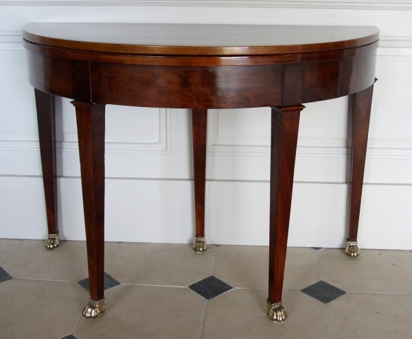 Empire half-moon shaped mahogany card table / game table, early 19th century