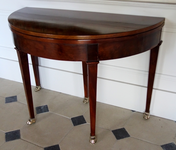 Empire half-moon shaped mahogany card table / game table, early 19th century