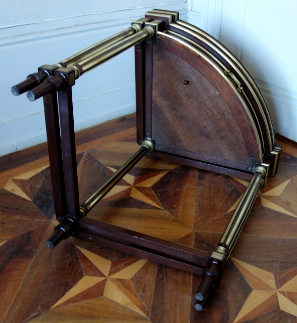 Two-in-one mahogany table - game table and corner table, Louis XVI style - signed Balny