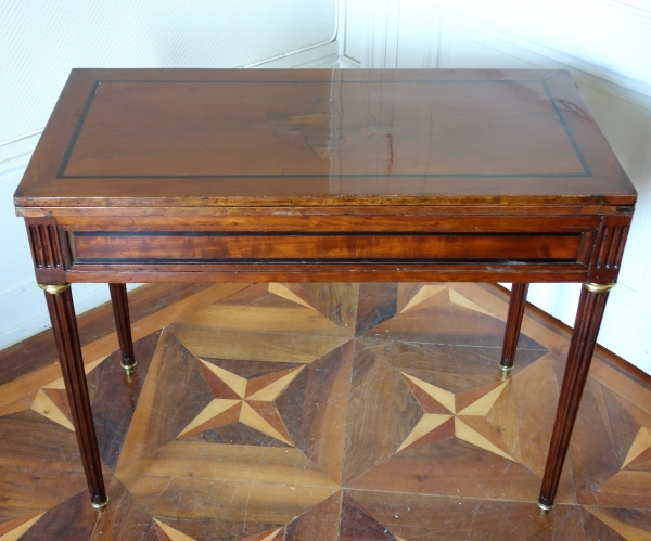 Louis XVI mahogany and ebony cards table stamped F. Schey, late 18th century