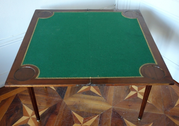 Louis XVI mahogany and ebony cards table stamped F. Schey, late 18th century