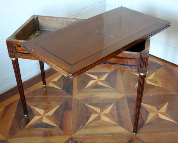 Louis XVI mahogany and ebony cards table stamped F. Schey, late 18th century