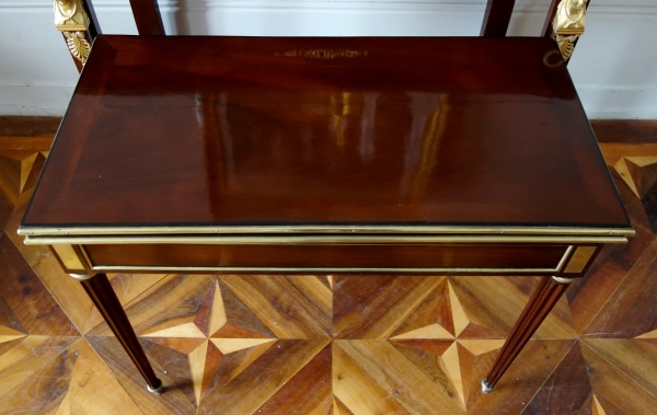 Louis XVI mahogany, ebony and lemon tree cards tables, late 18th century