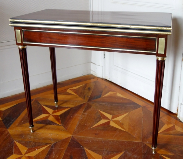 Louis XVI mahogany, ebony and lemon tree cards tables, late 18th century