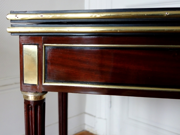 Louis XVI mahogany, ebony and lemon tree cards tables, late 18th century