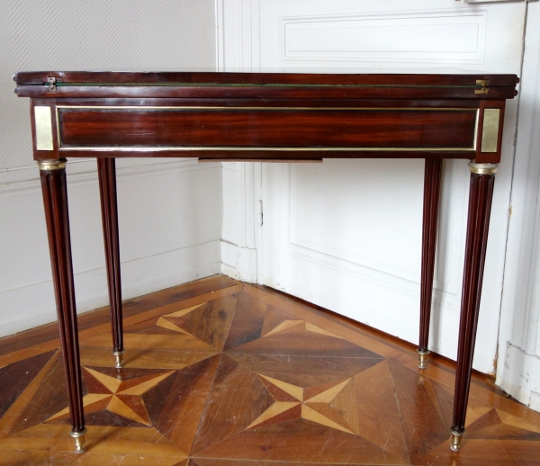 Louis XVI mahogany, ebony and lemon tree cards tables, late 18th century