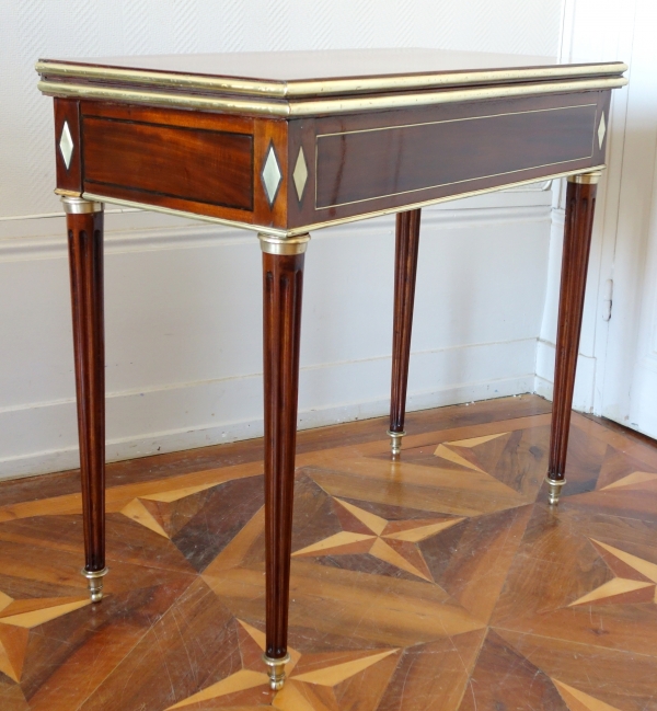 Louis XVI mahogany and ebony card table, late 18th century