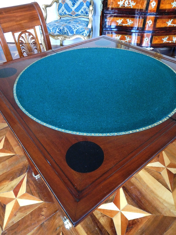 Table à jeux d'époque Empire en acajou et ébène, entourage de Jacob Desmalter