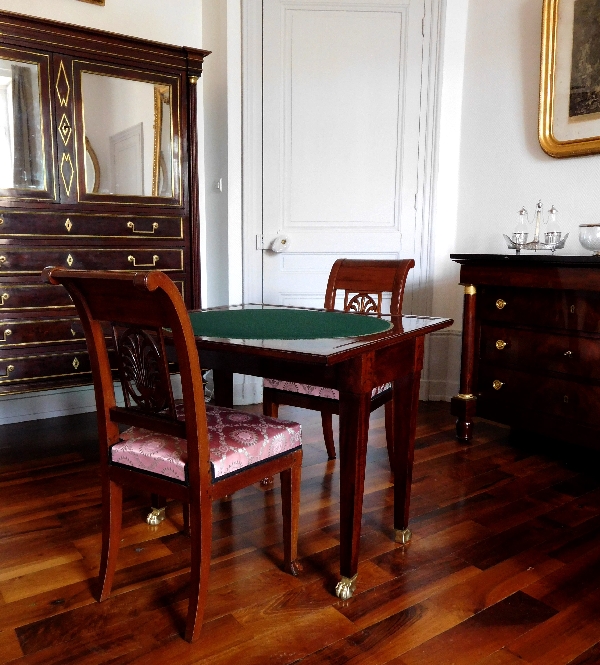 Mahogany and ebony Empire game table / card table