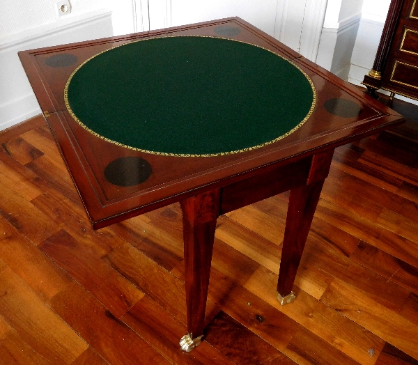 Mahogany and ebony Empire game table / card table