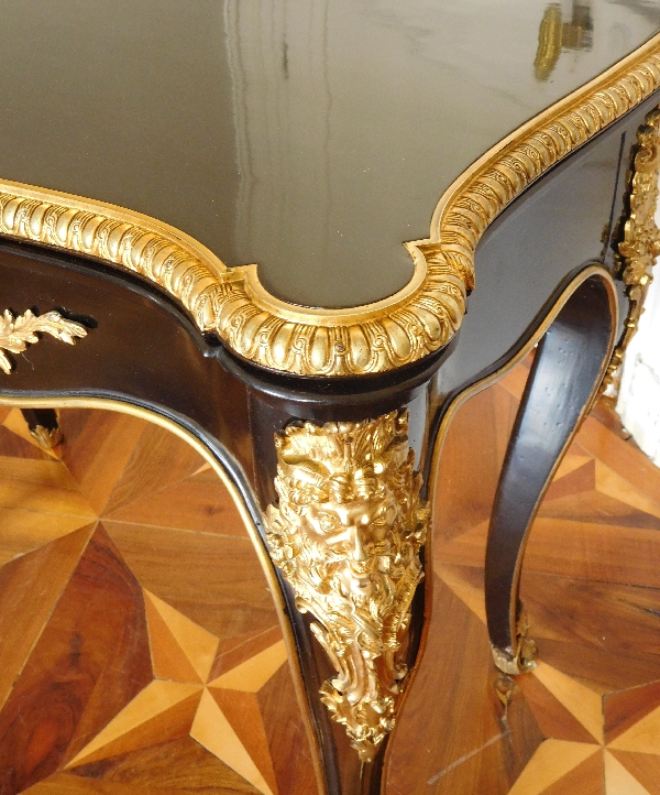 Regency style lacquered wood and ormolu game table / card table, mid 19th century