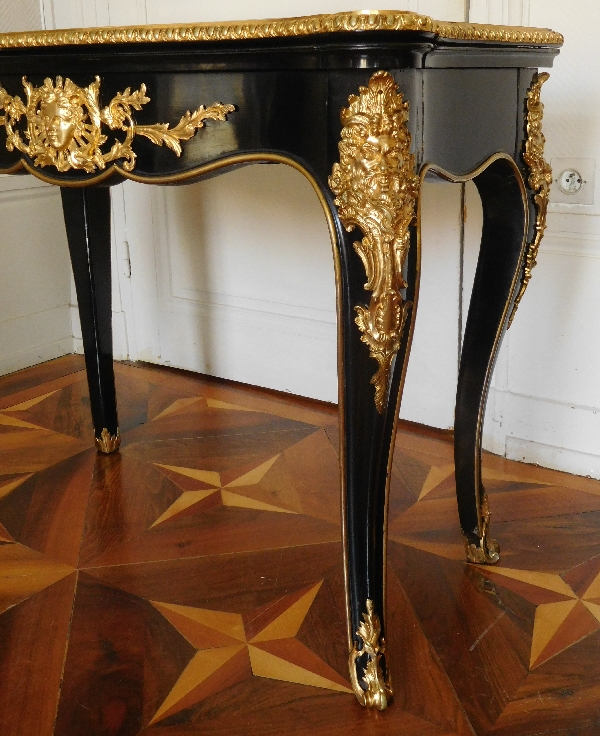 Table à jeu - console bois laqué & bronze doré style Régence, époque Napoléon III