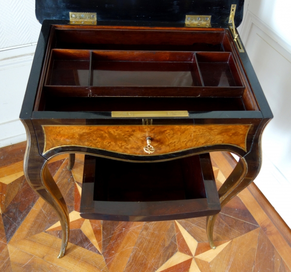 Porcelain marquetry table - Napoleon III period, 19th century