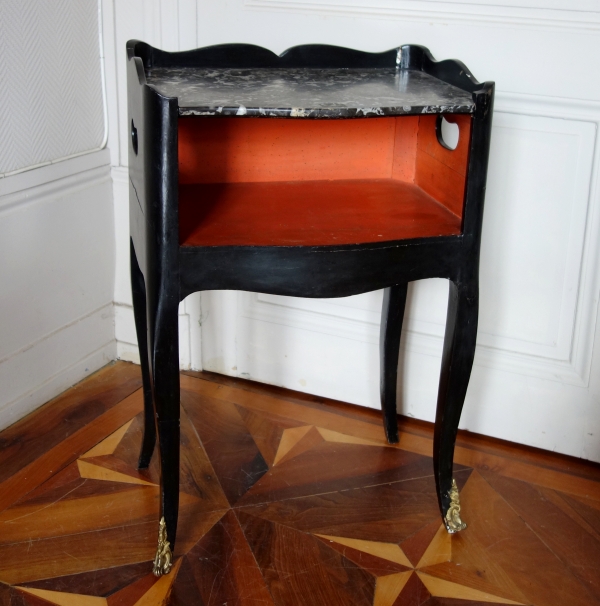 Louis XV lacquered wood and marble bedside table, 18th century