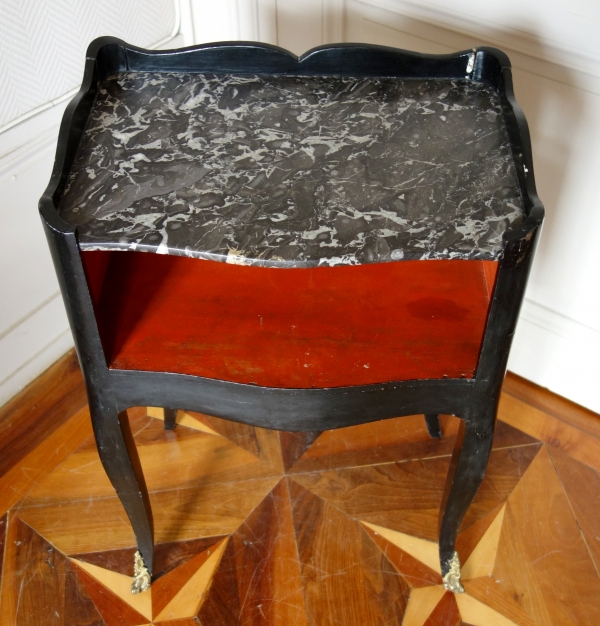 Louis XV lacquered wood and marble bedside table, 18th century