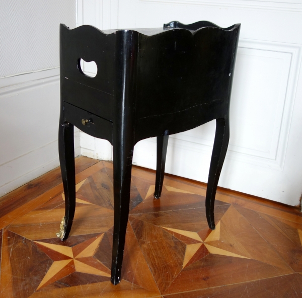 Louis XV lacquered wood and marble bedside table, 18th century