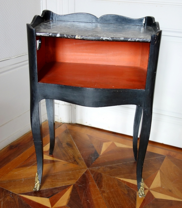 Louis XV lacquered wood and marble bedside table, 18th century